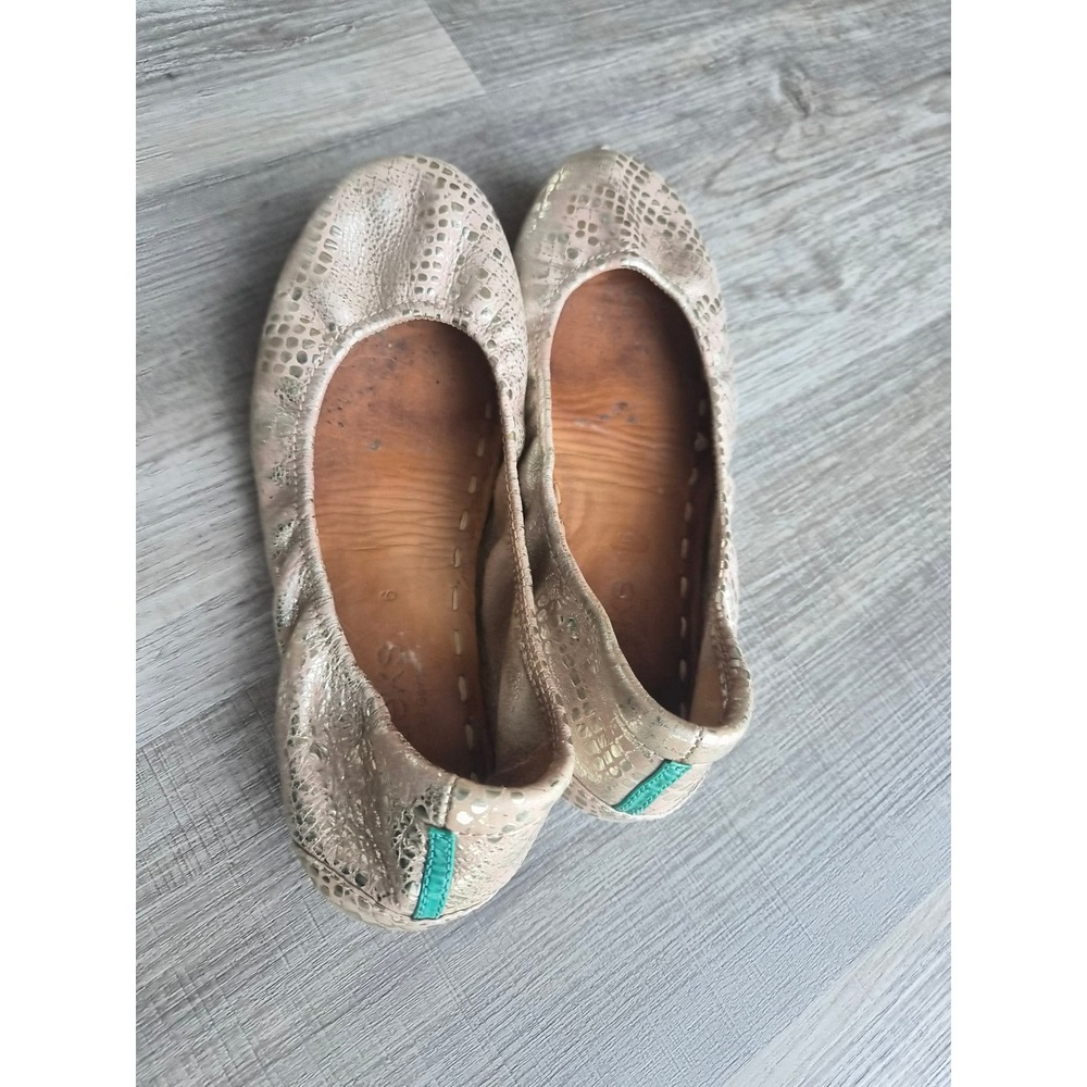 Tieks by Gavrieli Metallic Gold Snakeskin Leather Ballet Flats Size 6 - Picture 4 of 5